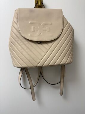 Sam Edelman Quilted Cream Leather Backpack